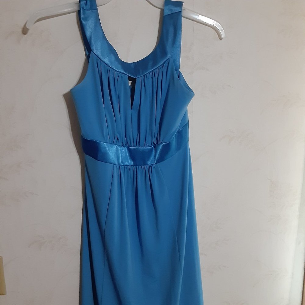 David's Bridal Blue Bridesmaid Dress Size 4 Style F13408